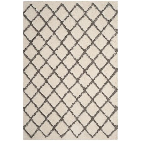 Safavieh 5 ft. - 1 in. x 7 ft. - 6 in. Adriana Shag Power Loomed Rug; Medium Rectangle - Cream & Grey ARG780C-5